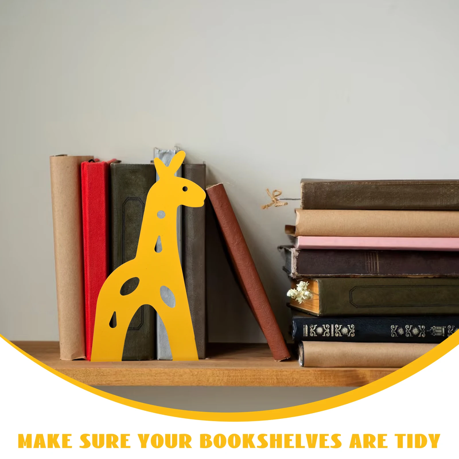 

1 Pair Long Neck Giraffe Metal Bookends Anti-Slip For Home Office Classroom Book Supports Holders Magazines Files