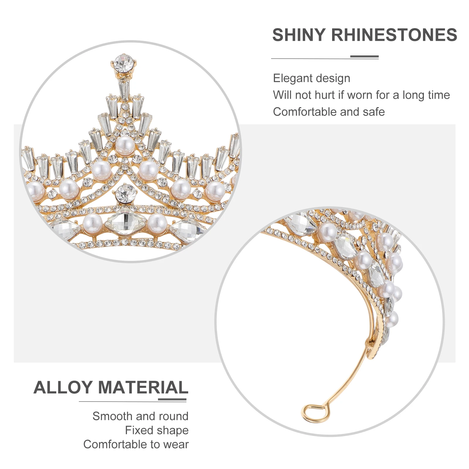 

Wedding Crown Bridal Headwear Pearl Crown Headdress Fashion Accessories Imitation Pearls Water Diamonds Durable Comfortable