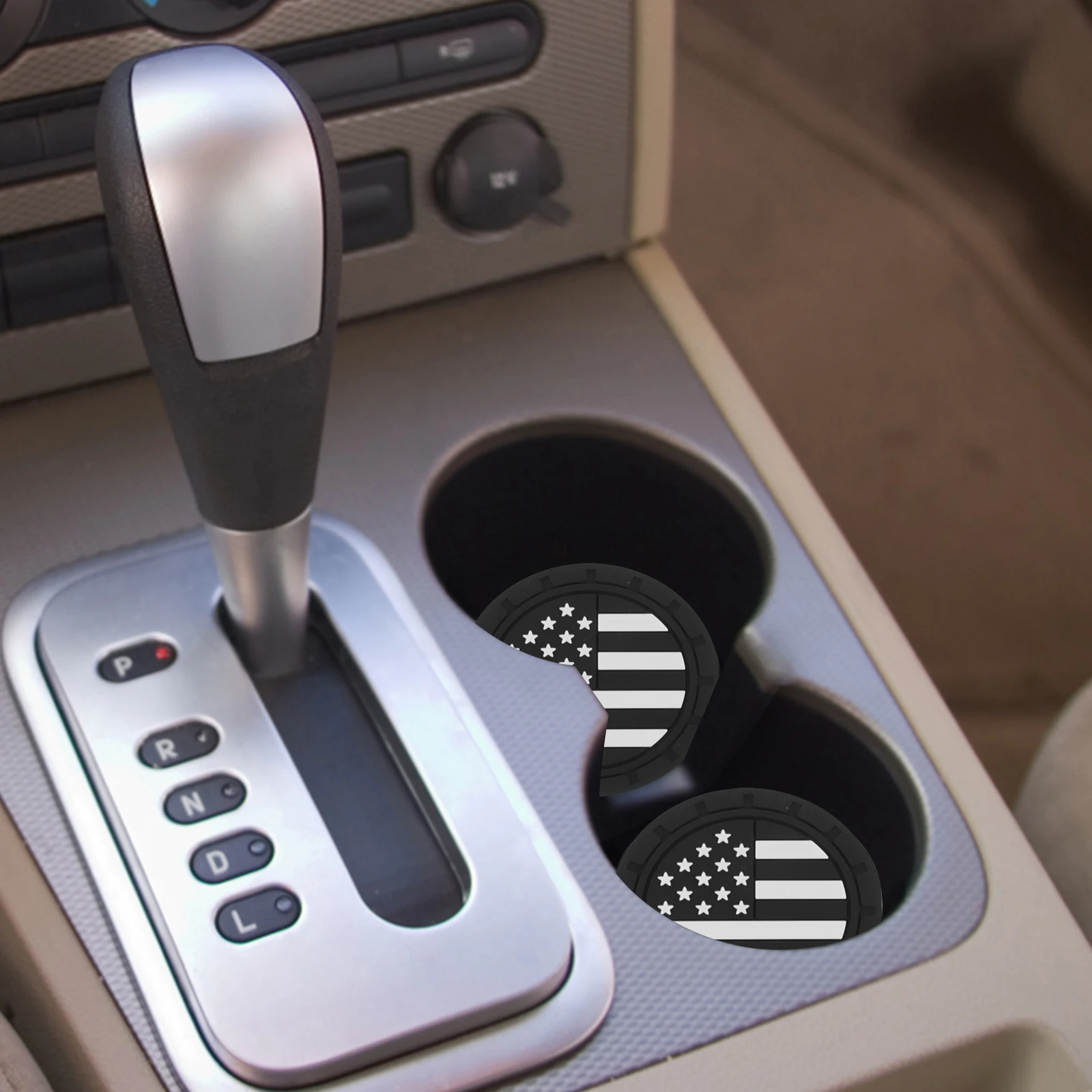 

4PCS Car Coasters American Flag Rubber 2.75 Inch Anti Slip Heat Resistant Cup Holder Inserts Vehicle Accessories