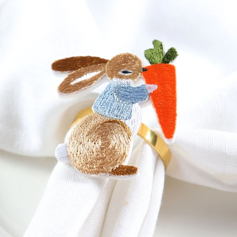 3 Pcs Rabbit Pattern Easter Napkin Buckle Rustic Napkin Ring Dinner Table Decors Dropshipping