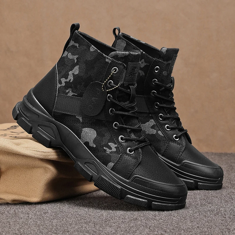 Men's Camouflage High-Top Combat Boots 3 Colors Breathable Outdoor Hiking Shoes view 6