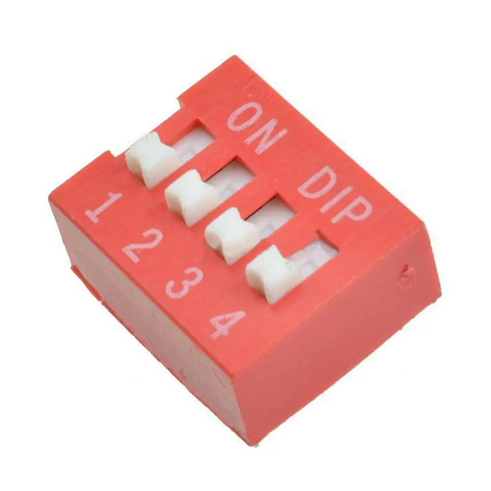 A55T 10Pcs Slide Type Switch Module 2.54Mm 4-Bit 4 Position Way DIP Red Pitch