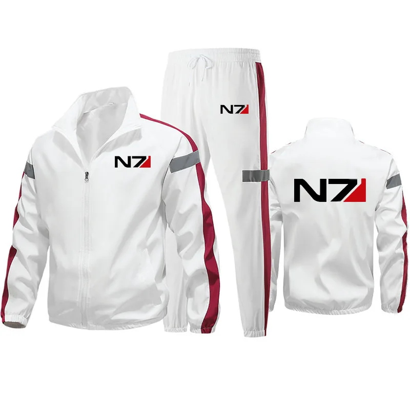 Nuovi uomini N7 Mass Effect stampa giacca tuta casual pullover tinta unita pantaloni lunghi set da 2 pezzi tuta sportiva da jogging autunnale