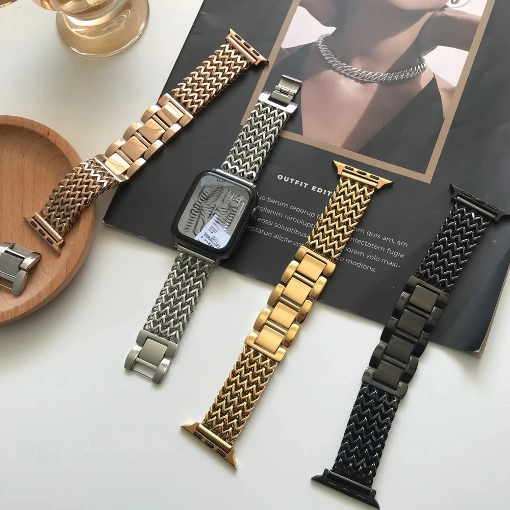 Braided Metal Bracelet For Apple Watch Ultra 2 1 Band 49MM 41MM 45MM For Iwatch Series 9 8 7 6 SE 5 4 44MM Stainless Steel Strap