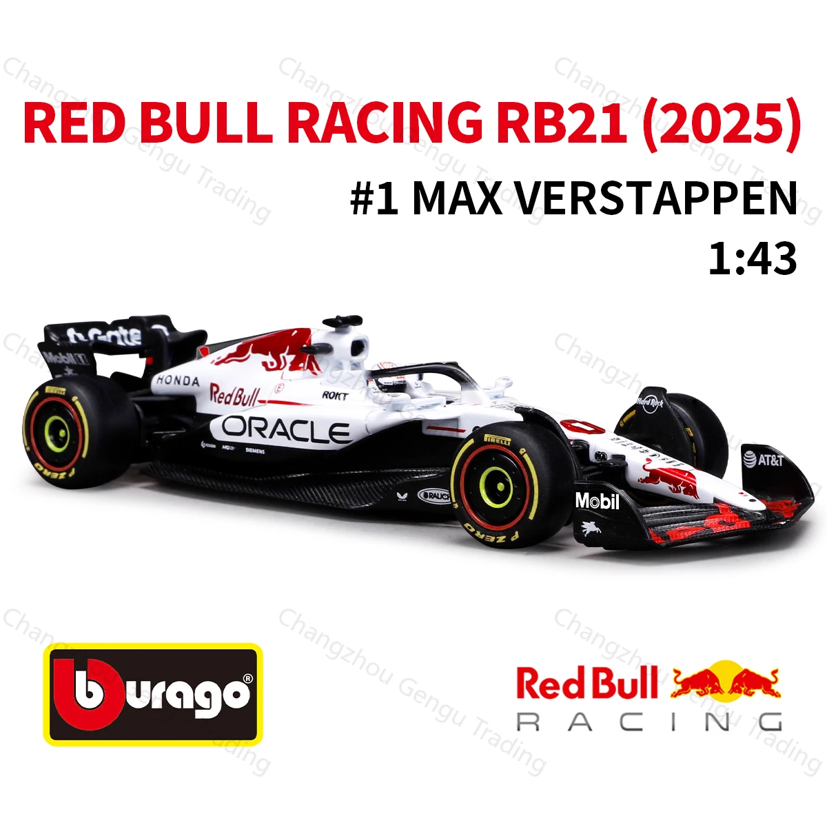 Bburago 1:43 2025 Redbull RB21 F1 Formelauto Druckgussfahrzeuge Sammlermodell Rennspielzeug Acrylbox