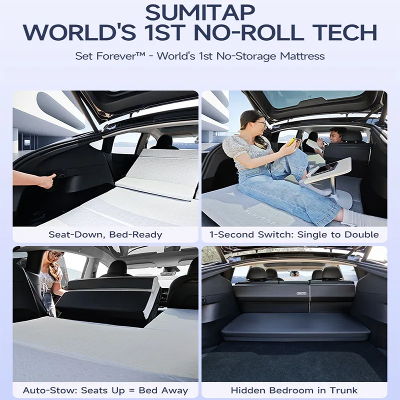 Foldable Portable Memory Foam Camping Mattress for Tesla Model Y Juniper 2025+ Travel Sleep Mattress with Storage Bag Accessory