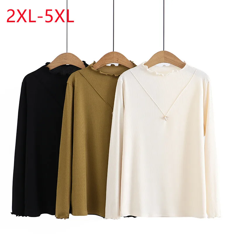 New 2023 Ladies Spring  Plus Size Tops For Women Large Size Blouse  Long Sleeve O-neck T-shirt  2XL 3XL 4XL 5XL