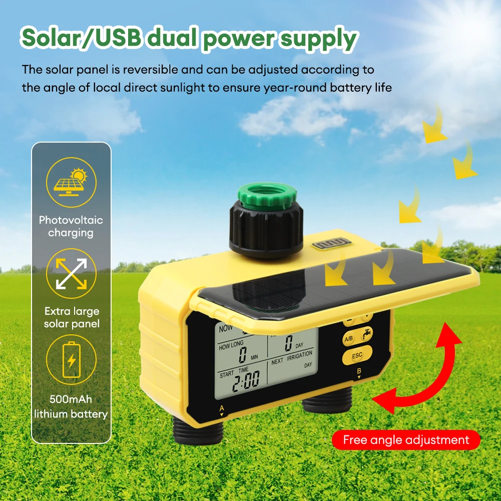 Solar Irrigation Smart Timer Digital LCD Automatic Irrigation System Outdoor Garden Watering Tool Adjustable Program