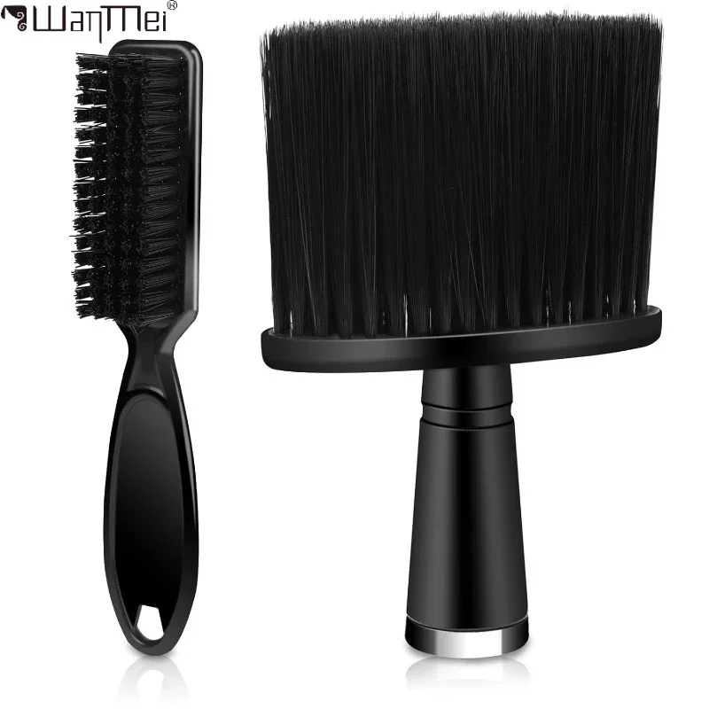 Juego de 2 uds de cepillos de barbería, limpieza de salón de peluquería, plumero para el cuello, cepillo para limpiar el pelo, accesorios de peluquero, herramienta de estilismo
