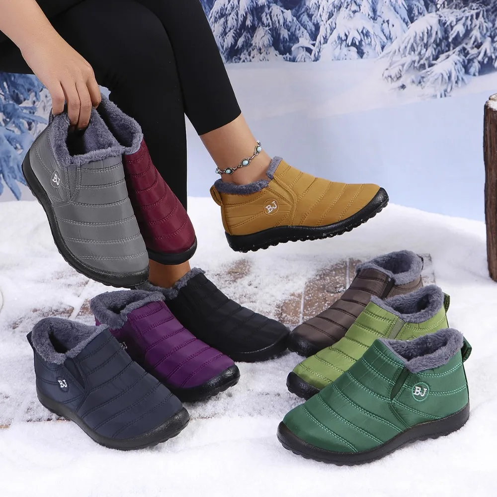2025 Winter New Cotton Shoes - Fleece-Lined Thickened Snow Boots Ultra-Light Warm Casual Walking Shoes