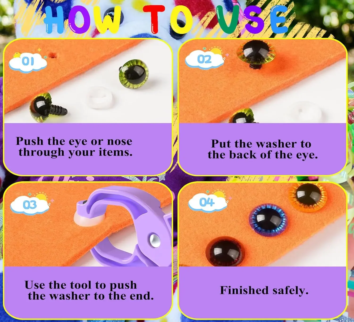 GEOCCI Safety Eye Tool Auxiliary Tool for Attaching Safety Eyes for Crocheting Safety Eyes Crochet Tools for Amigurumi Crochet