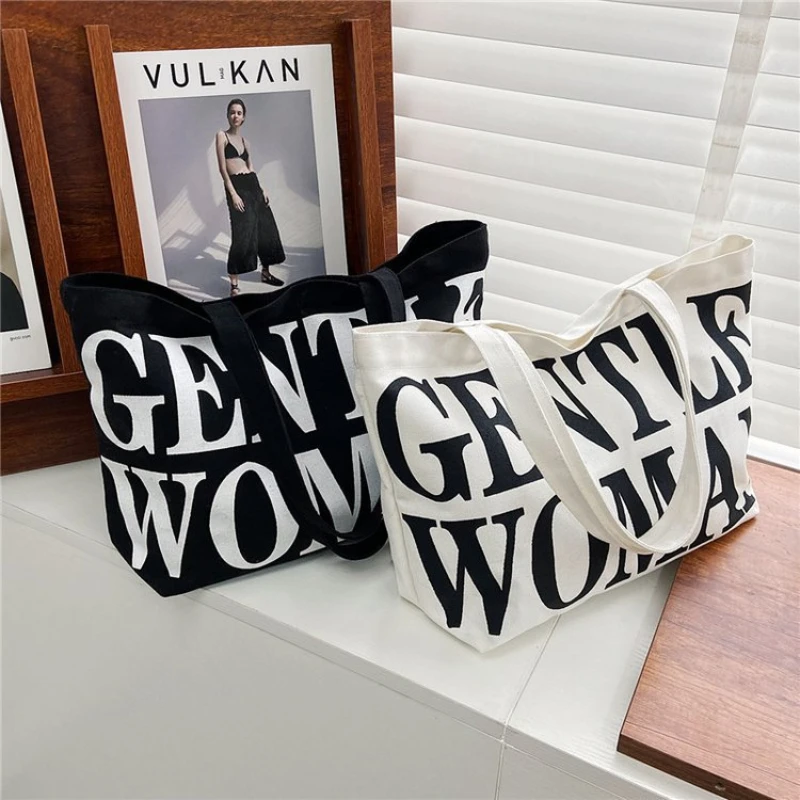 Women Crossbody Shoulder Bags Birthday Gifts Stylish Personality Letter Canvas Handbag Makeup Fashion Trendy Korean Bags