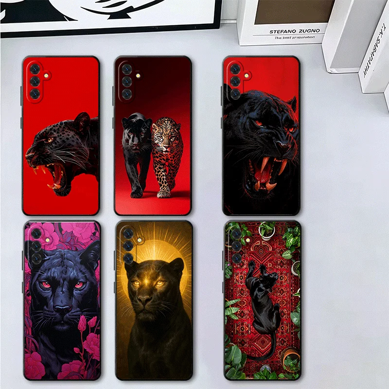 Black Panther Cool Animal Soft Phone Case for Samsung A17 A37 A57 A16 A26 A36 A56 A15 A25 A35 A55 A14 A24 A34 A54 A13 A23 A33 A5