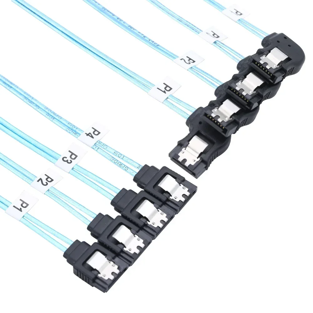 Premium SAS 4.0 4 Port SATA to 4 Port SATA 7PIN Female Right-Angle SSD Data Computer Motherboard Cable