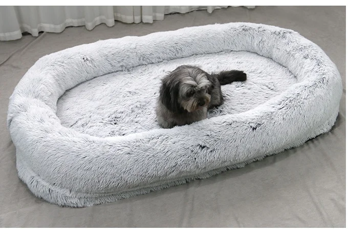 Cover Human Dog Bed for People Adults Extra Large Pet Bed for Human Round Long Plush Popular Giant Dog Bed With  Foam