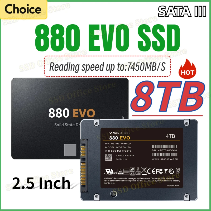 

2024 New SSD 870 EVO 1TB 2TB 4TB 8TB Internal Solid State Drives Hard Disk SATA 3.0 MLC 2.5 Inches for Laptop Desktop PC PS4 PS5