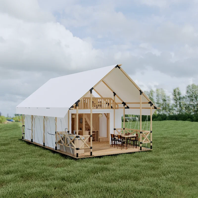 Outdoor Resort wodoodporny namiot hotelowy afrykański namiot safari duży glamping drewno prefabrykowany dom luksusowe u rodziny goszczącej