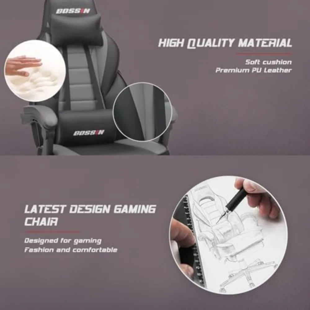 Ergonomic Heavy Duty Gaming Chair with Massage, Footrest, and Lumbar Support view 6