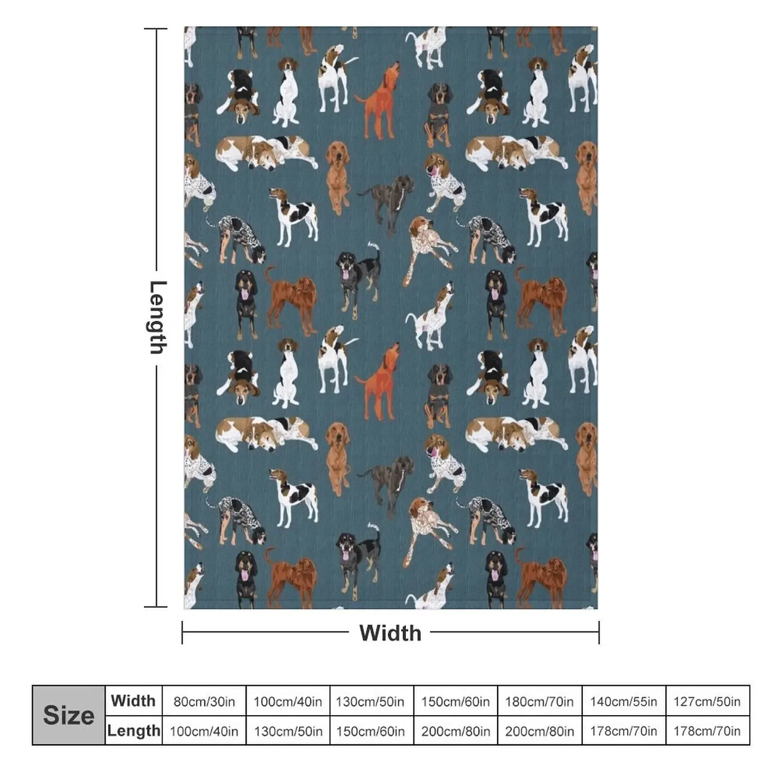 Coonhounds on Dark Teal Throw Blanket Beach Hair Sofa Throw Blankets