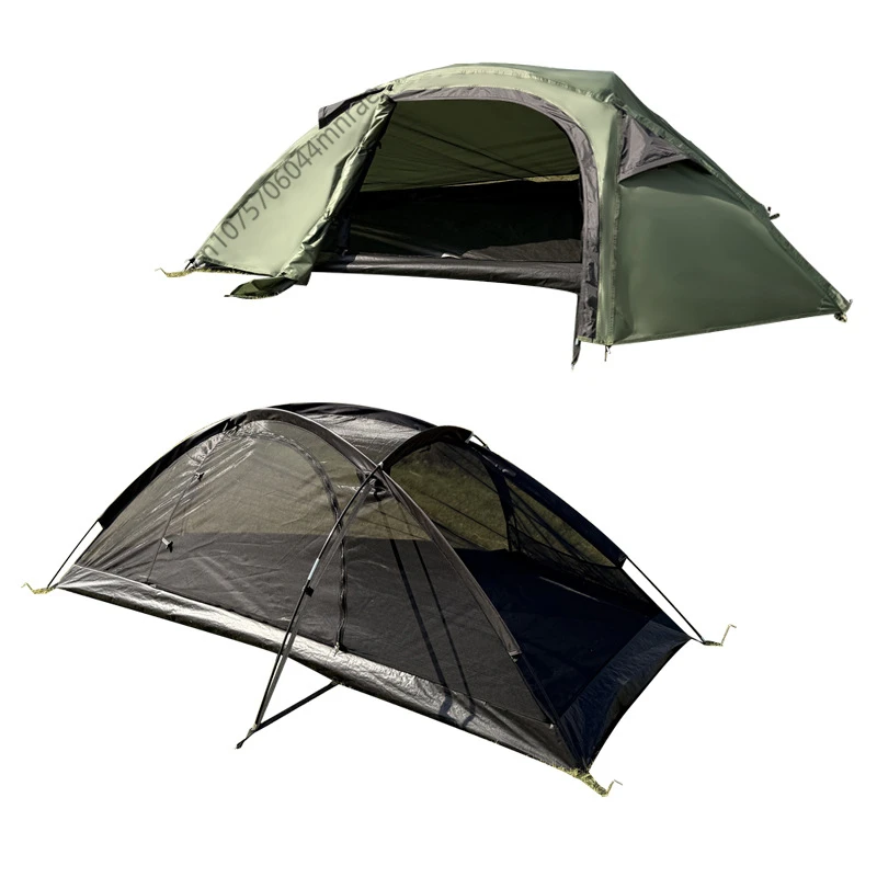 

Outdoor Single Person Green Camping Tent, Hand Set Rainproof, Sun Proof, Mosquito Proof, Outdoor Park Leisure Portable Tent