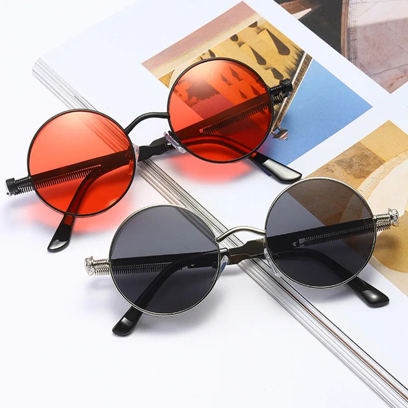 Men Metal Steampunk Sunglasses Women Fashion Round Glasses Brand Designer Vintage Sun Glasses High Quality Oculos De Sol