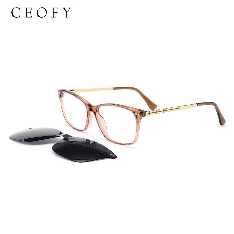 

Ceofy Women Acetate Glasses Frame Brand Desigh Sun Clip Polarized Sunglasses Myopia Prescription Glasses Frame