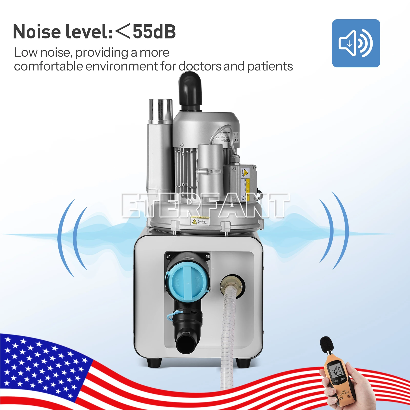 Sistema de vácuo elétrico dental da máquina de sucção de101 600l/min, bomba de vácuo, máquina de sucção de frequência variável, tipo semi-seco