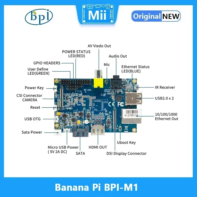 Imagem -03 - Banana pi Bpi-m1 Allwinner A20 Memória 1g Ddr3 Placa Android Linux os Saída Hdmi Open Source Eletrônica Inteligente Placa Única