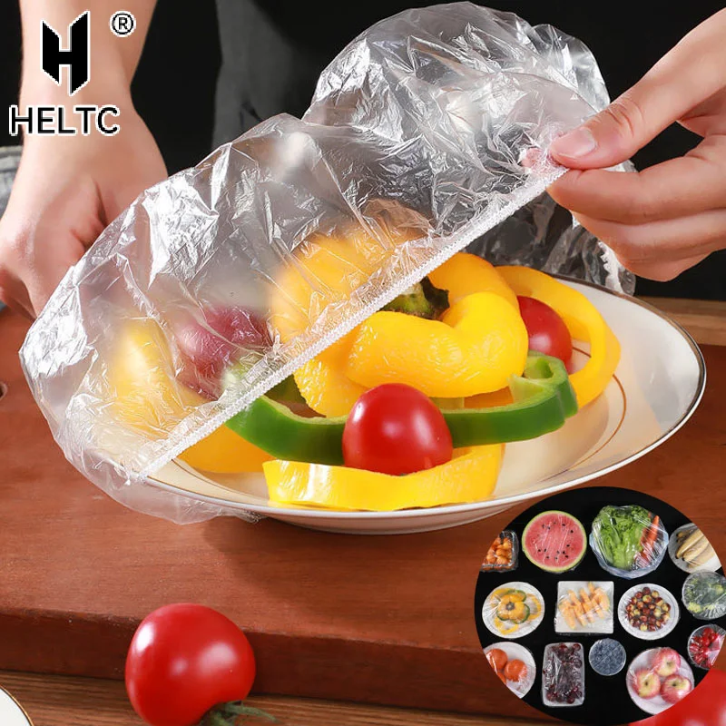 50/100pcs Disposable Fruits Elastic Cover Food Fresh-keeping Wrap Bags Plastic Bag Kitchen Fridge Storage Organizer Cling Film