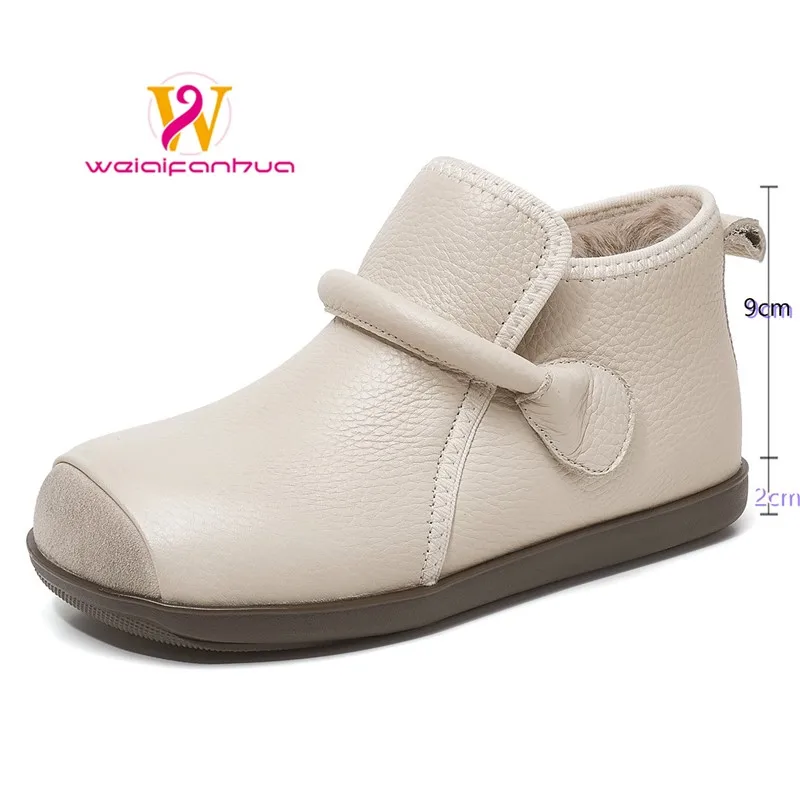 

Женские ботильоны, женские ботинки из воловьей кожи с верхним слоем 2025, теплые ботильоны на плоской подошве в этническом стиле в стиле ретро для женщин, ковбойские сапоги