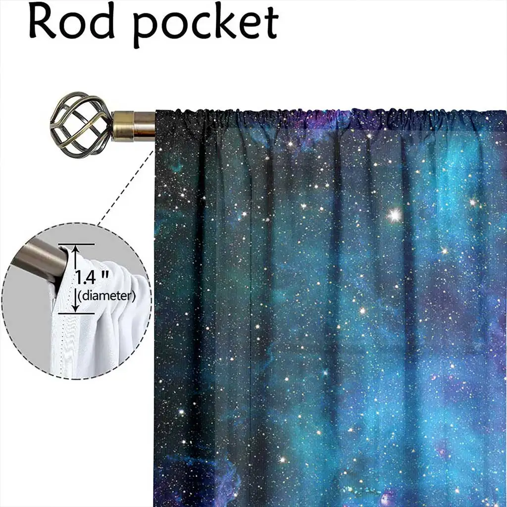 3D Modern Cosmic Galaxy Printing Star Curtains for Living Room Bedroom Study Decor Kitchen Drapes 2 Panel Set