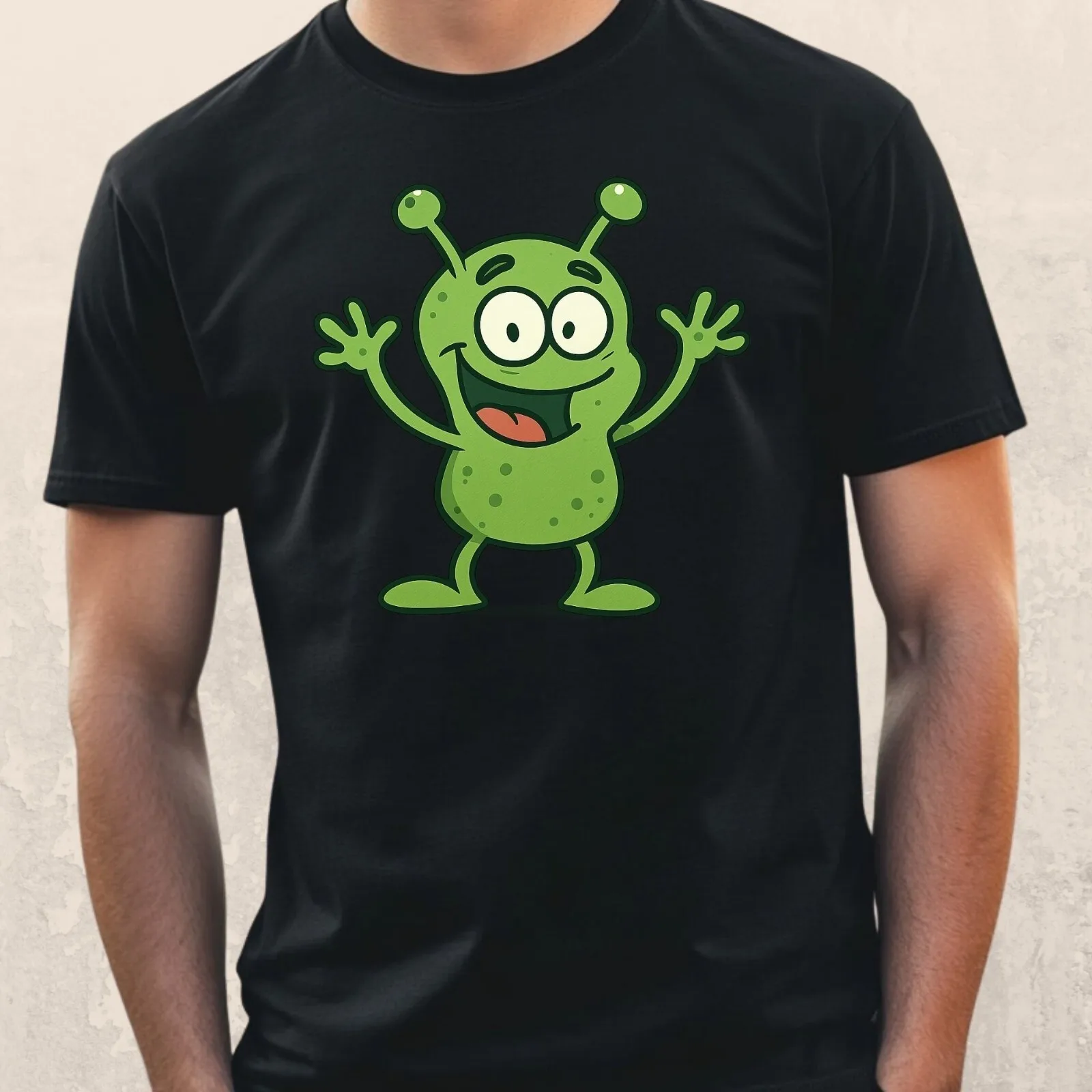 Lustiges Herren-T-Shirt aus Baumwolle mit Alien-Cartoon-Motiv, Größe XS bis 5XL