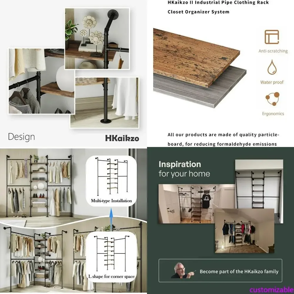 

Настенная вешалка для одежды в индустриальном стиле для гардеробных - многофункциональная подвесная полка для хранения