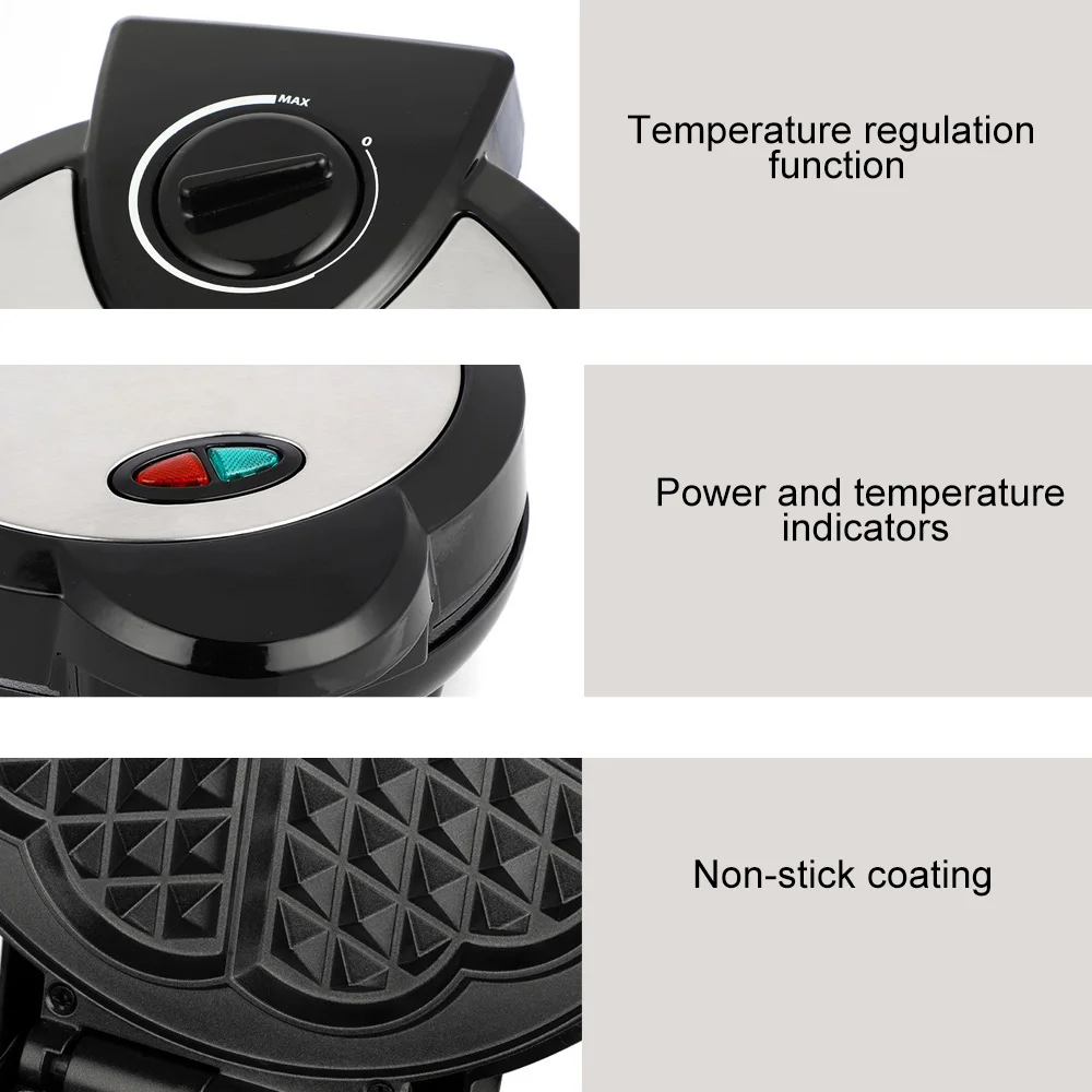 صانع الوافل على شكل قلب - اصنع 5 وافل على شكل قلب لاستفطار أحبائك خاصة - خباز غير لاصق سهل التنظيف، وافل كهربائي