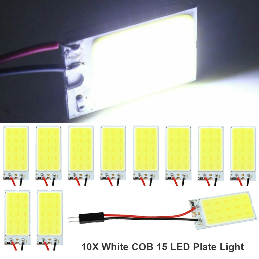 

5Pcs/10Pcs Panel Led Dome Reading Light Map Lamp COB 15 SMD Car Interior Lights Auto Bulb W5W Festoon T10 Led Adapter