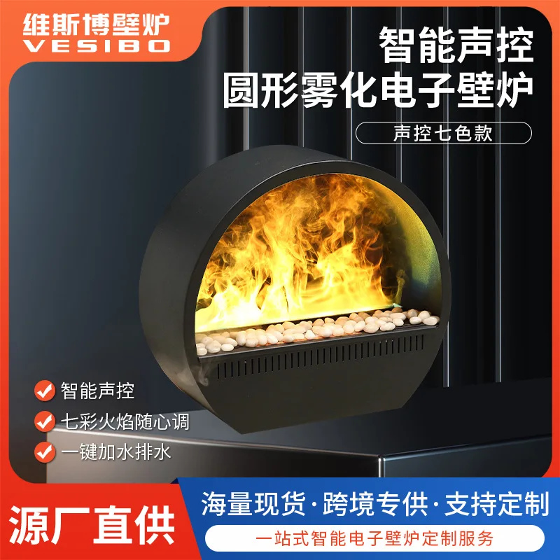 

3D Fogging Electric Fireplace with Smart Voice Control Humidifier and Simulated Flame Decoration for Home Use