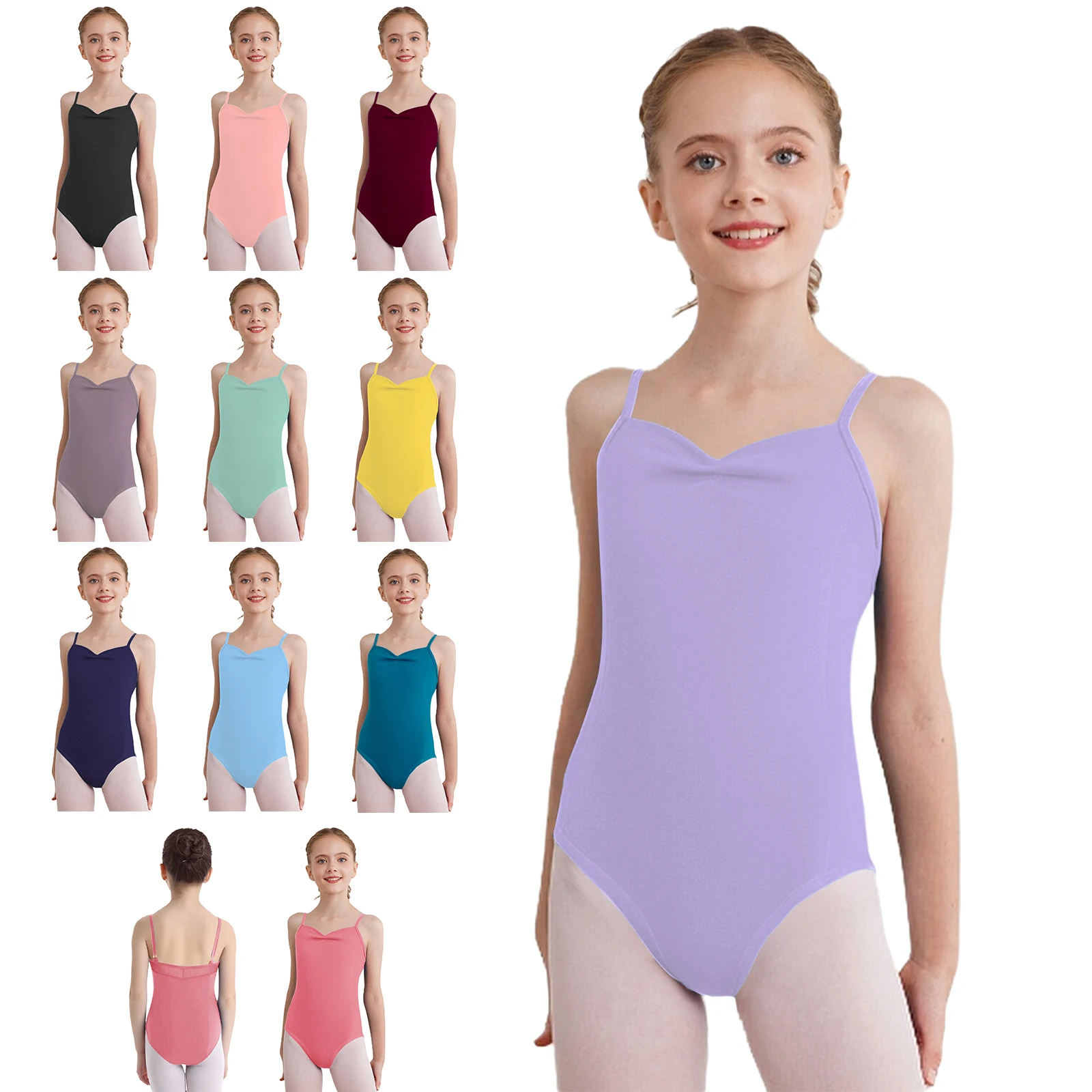 Leotardos de baile de Ballet para niñas, mono de gimnasia con tirantes finos ajustables y pantalones cortos, traje de práctica de entrenamiento de Yoga de bailarina