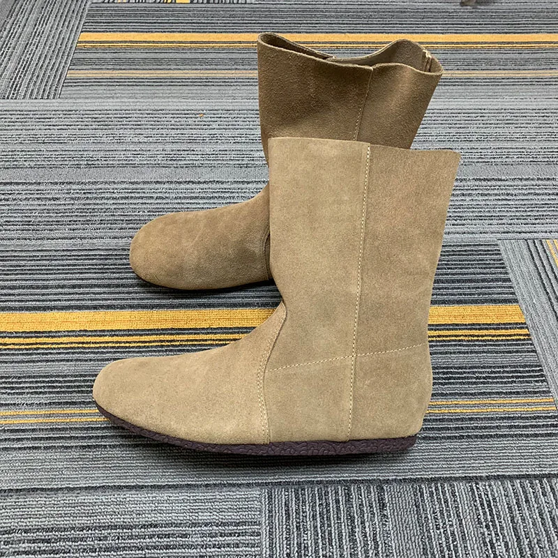 

Модные женские ботильоны с круглым носком, обувь на плоской подошве, женская обувь без шнуровки, женские современные короткие ботинки из флока, женская обувь