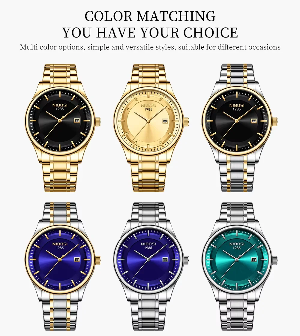 NIBOSI Luxury Man Wristwatch Waterproof Luminous Date Men Watch Relogio Masculino Sport Stainless Steel Quartz Mens Watches Male