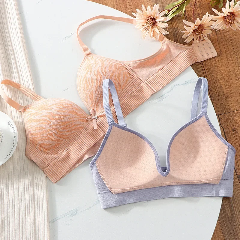 Spring Summer No Steel Ring Soft and Comfortable Thin Girls Bra Student Underwear Adjustment Triangle Cup Girl Bra Brasieres