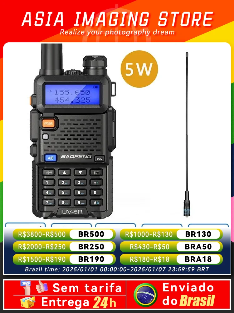 Baofeng Walkie Talkie UV 5R 5W 8W Dual Band Ham Two Way Radio Vhf Uhf FM Radio Handheld Transceiver Hunting 16KM