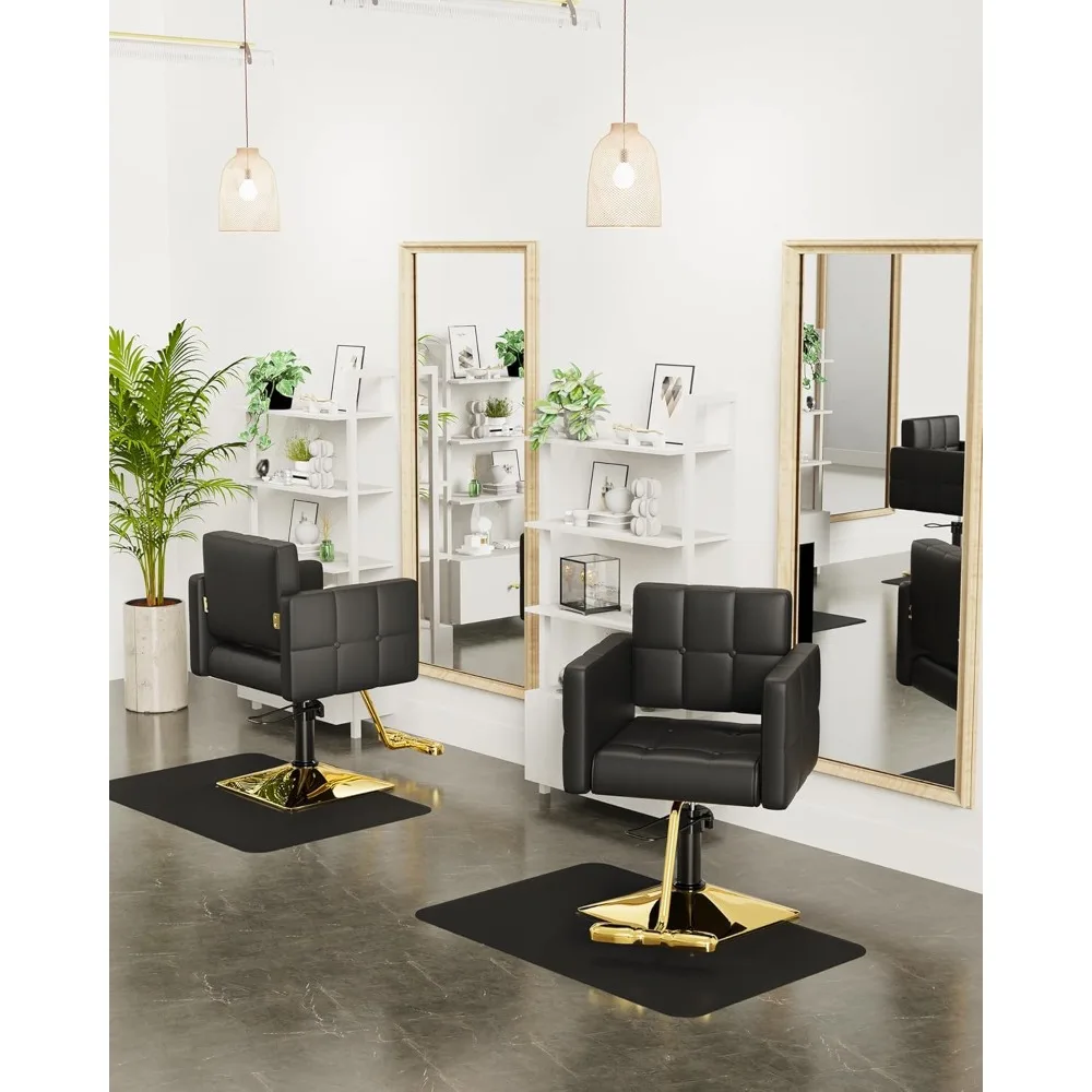 Sillón de salón de alta gama, dorado y negro, piel sintética, 360 °   Giratorio, capacidad de peso de 330 libras, cojín de espuma viscoelástica, reposabrazos