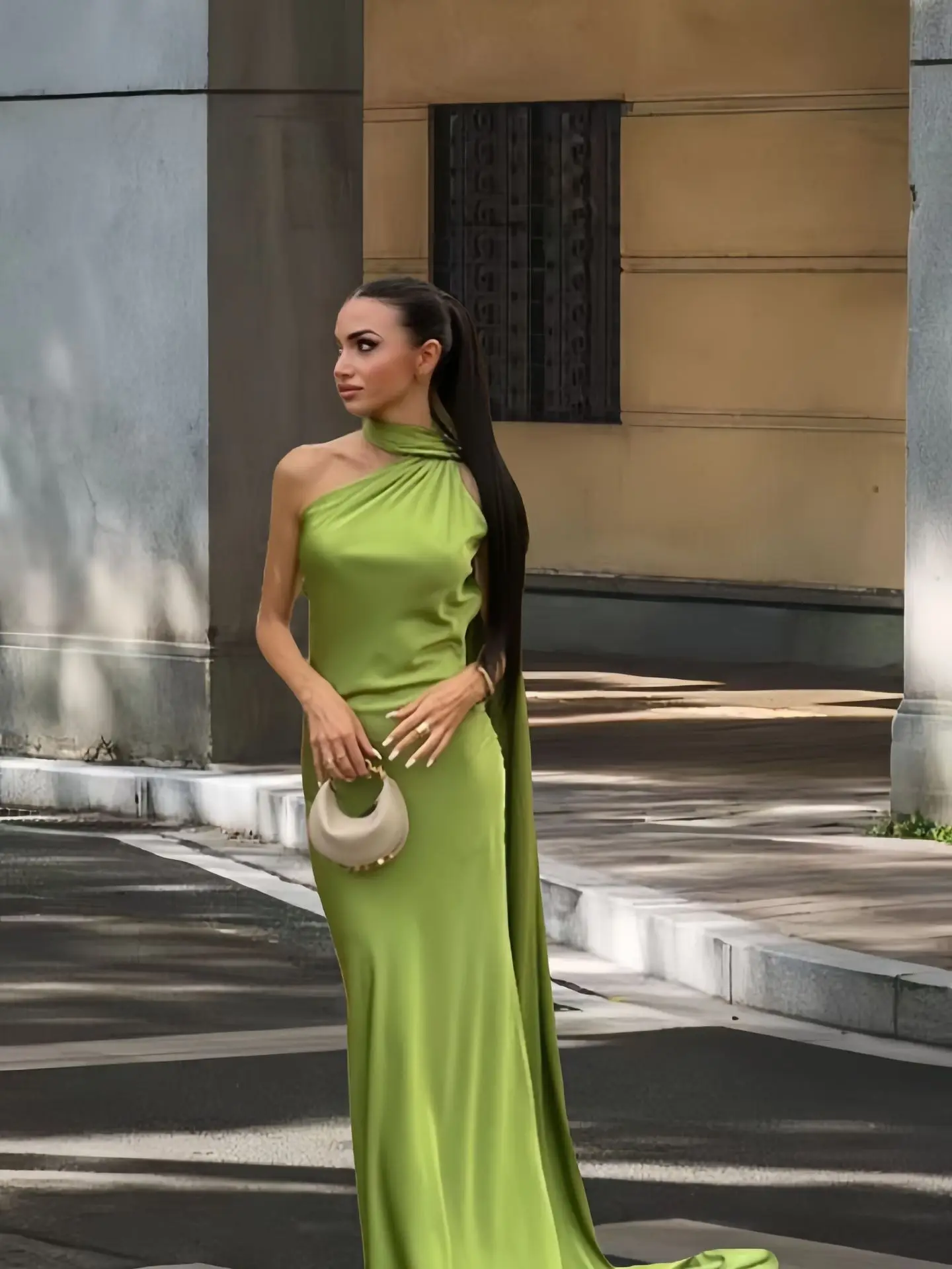 Elegancka sukienka maxi z satynową wstążką, wiązana na szyi, damska, bez pleców, z odkrytymi ramionami, bez rękawów, na imprezę, wieczorowa, lato 2025