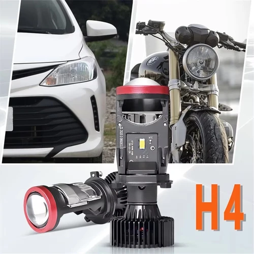 Imagen 1 del producto Faros delanteros LED automotrices Y7, lente H4, enfoque Tangente superbrillante, faros LED integrados de alto y bajo alcance, 2 uds.