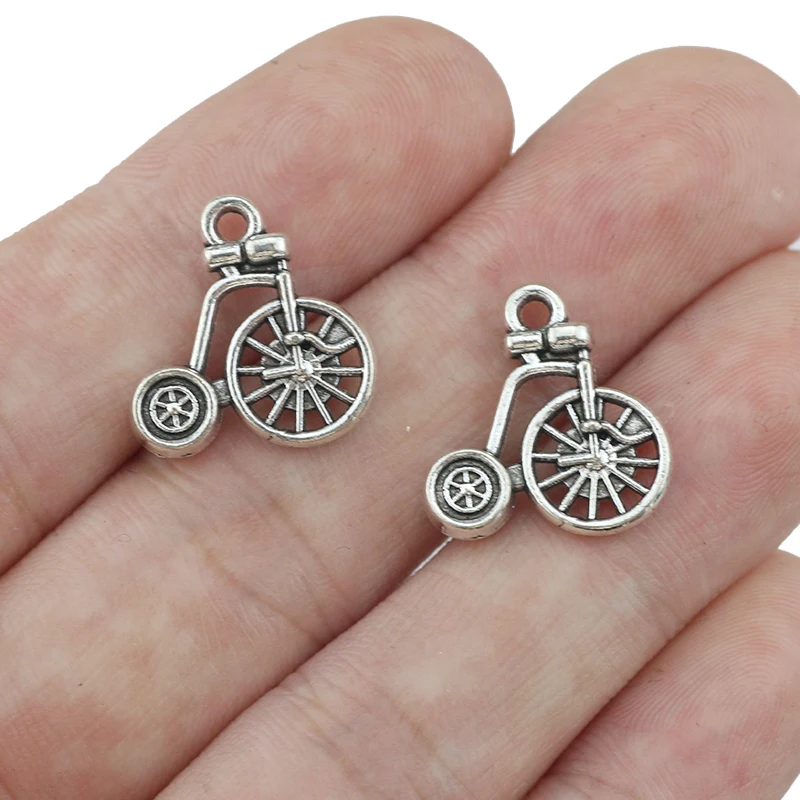 High Quality 20 Pcs 16*17mm Antique Bronze Plated Vintage Bike Bicycle Charms For Diy Jewelry Making Keychain Pendant Accessory