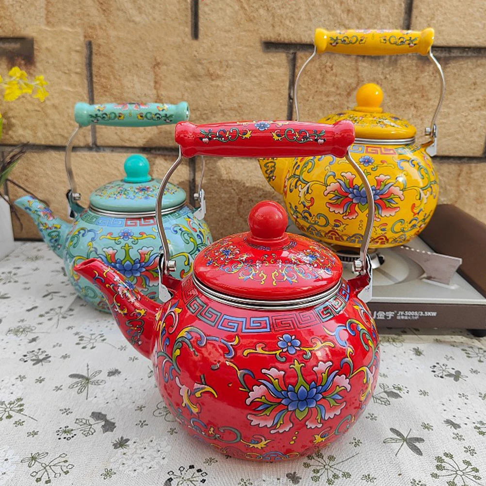 

Thickened 2.2L Enamel Kettle Stovetop Tea Coffee Pot Boiling Water Ceramic Household Kitchen Office Outdoor Gas Electric