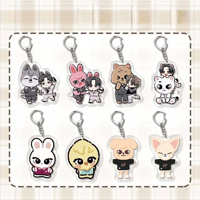 New SKZOO Mezzanine Stray Kids Anime Cartoon Peripherals Acrylic Keychain Cute Pendant Accessories Fan Gifts