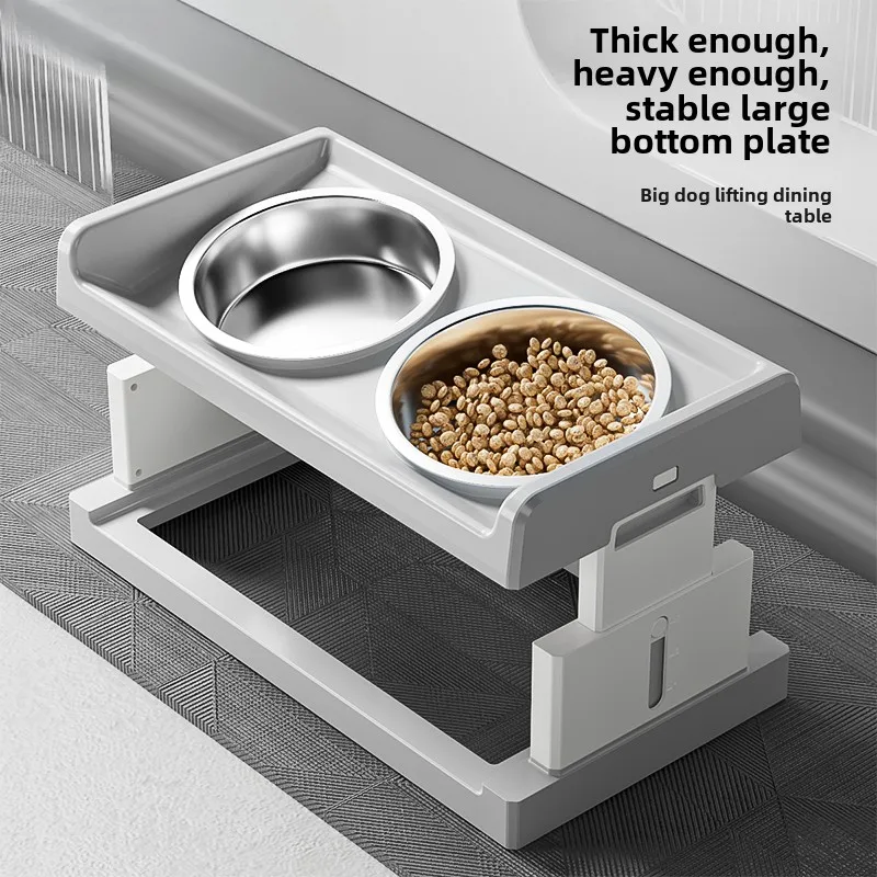 Dog bowl  anti-knock food basin  rice basin bracket drinking water integrated basin large dog