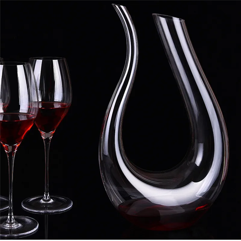 U Shaped Decanter Crystal Spiral Wine Decanter Carafe Dispenser Swan Separator Champagne Bottle Home Bar Xmas New Year Gifts Set