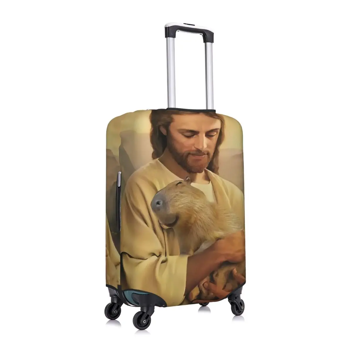 Capa de bagagem de viagem Jesus e Capivara lavável protetor de mala adequado para 18-32 polegadas